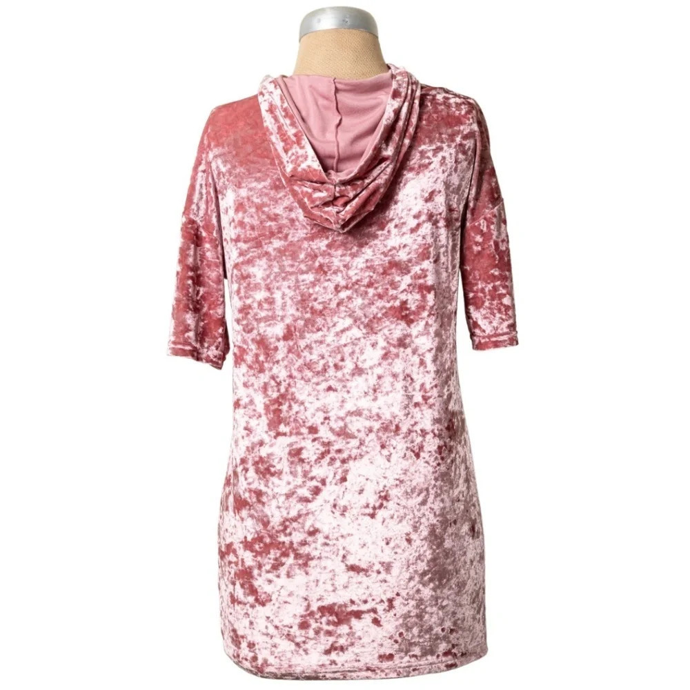 Sisley Crushed Velvet Top Pink Youth XL Girls 90s Benetton Athleisure Italy Cute - Picture 5 of 8
